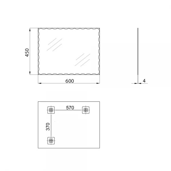 Зеркало настенное Zerix KUBIX MRZ06-450x600-REVERSE прямоугольное с декором (ZX5633)