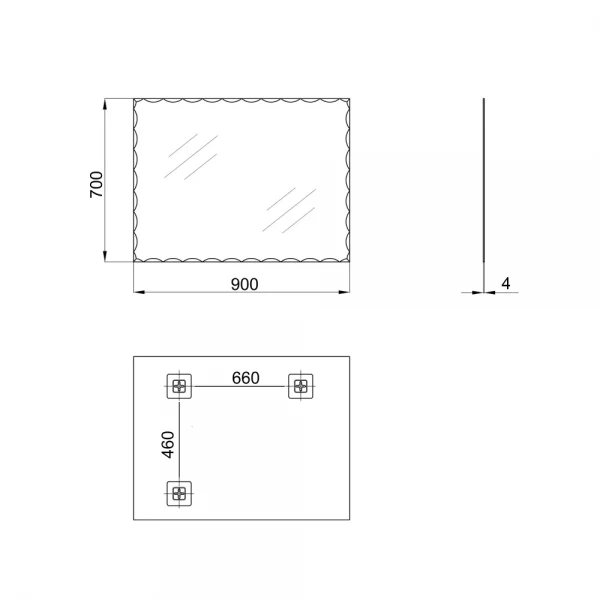 Дзеркало настінне Zerix KUBIX MRZ06-70x90-Reverse прямокутне з декором (ZX5635)