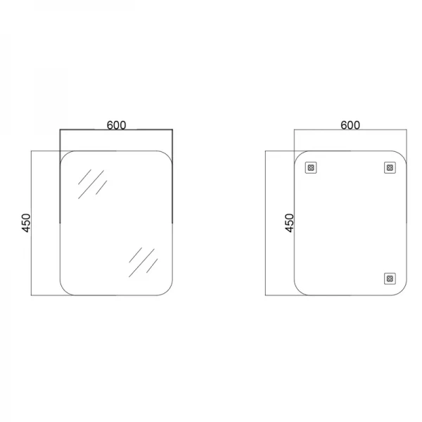 Зеркало настенное Zerix PRIME MRZ07-450x600-REVERSE прямоугольное с закругленными углами (ZX5636)