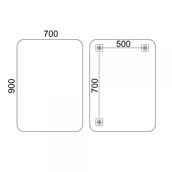 Зеркало настенное Zerix PRIME MRZ07-70x90-Reverse прямоугольное с закругленными углами (ZX5638)