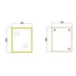 Дзеркало настінне Zerix FONTE MRZ09-70x85-Reverse GOLD прямокутне в золотій рамі (ZX5639)