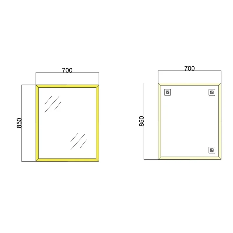 Дзеркало настінне Zerix FONTE MRZ09-700x850-REVERSE GOLD прямокутне в золотій рамі (ZX5639)