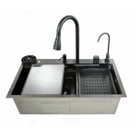 Мийка багатофункціональна Zerix ZH7546-SET-07 DECOR NANO-BLACK з вбудованим змішувачем (ZX5683)
