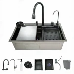 Мийка багатофункціональна Zerix ZH7546-SET-07 DECOR NANO-BLACK з вбудованим змішувачем (ZX5683)