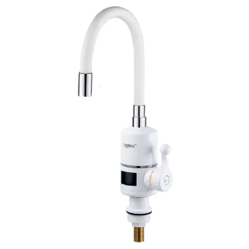 Проточный водонагреватель Zerix ELW06-EF-WHITE 3,3 kW с индикатором температуры, силиконовый излив, на мойку (ZX5856)