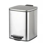 Відро для сміття з плавним закриттям квадратне Zerix Kubix-TC0106 SS Color 6л колір нержавійка (ZX5889)