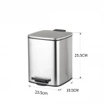 Відро для сміття з плавним закриттям квадратне Zerix Kubix-TC0106 SS Color 6л колір нержавійка (ZX5889)