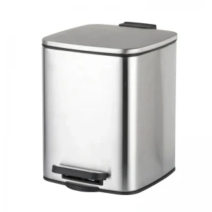Мусорное ведро с плавным закрытием квадратное Zerix Kubix-TC0106 SS Color 6л цвет нержавейка (ZX5889)