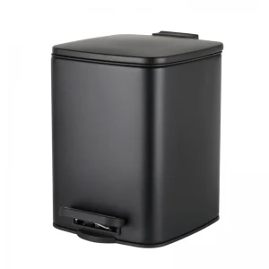 Мусорное ведро с плавным закрытием квадратное Zerix Kubix-TC0106 Black 6 л цвет черный (ZX5890)