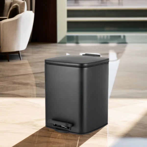 Мусорное ведро с плавным закрытием квадратное Zerix Kubix-TC0106 Black 6 л цвет черный (ZX5890)