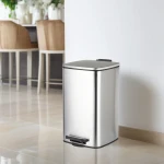 Мусорное ведро с плавным закрытием квадратное Zerix Kubix-TC0108 SS Color 8л цвет нержавейка (ZX5891)