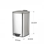 Мусорное ведро с плавным закрытием квадратное Zerix Kubix-TC0108 SS Color 8л цвет нержавейка (ZX5891)