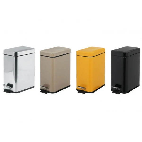 Відро для сміття з плавним закриттям прямокутне Zerix Sansa-TC0105 SS Color 5л колір нержавійка (ZX5893)