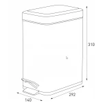 Відро для сміття з плавним закриттям прямокутне Zerix Sansa-TC0105 SS Color 5л колір нержавійка (ZX5893)