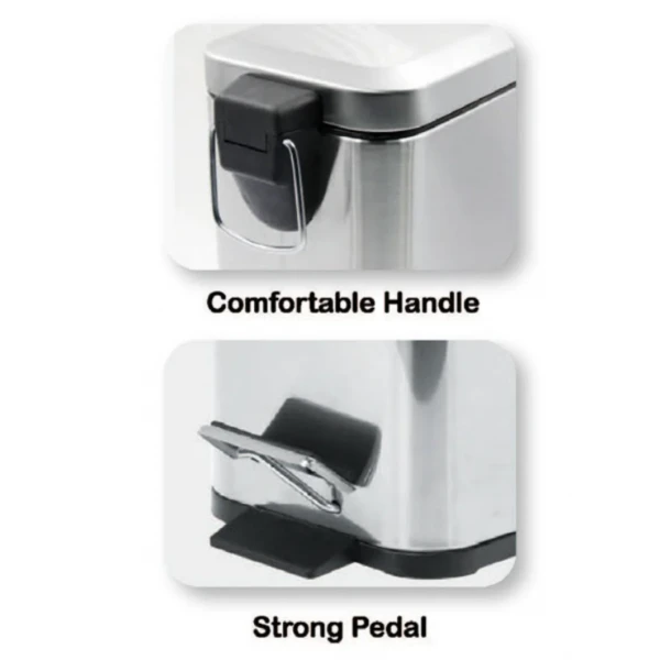 Відро для сміття з плавним закриттям прямокутне Zerix Sansa-TC0105 SS Color 5л колір нержавійка (ZX5893)