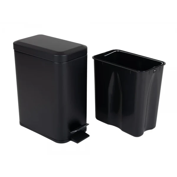Відро для сміття з плавним закриттям прямокутне Zerix Sansa-TC0105 Black 5 л колір чорний (ZX5894)