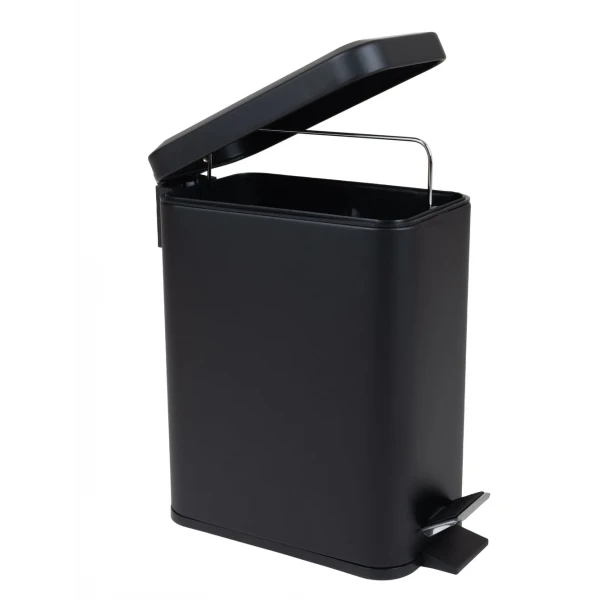 Відро для сміття з плавним закриттям прямокутне Zerix Sansa-TC0105 Black 5 л колір чорний (ZX5894)