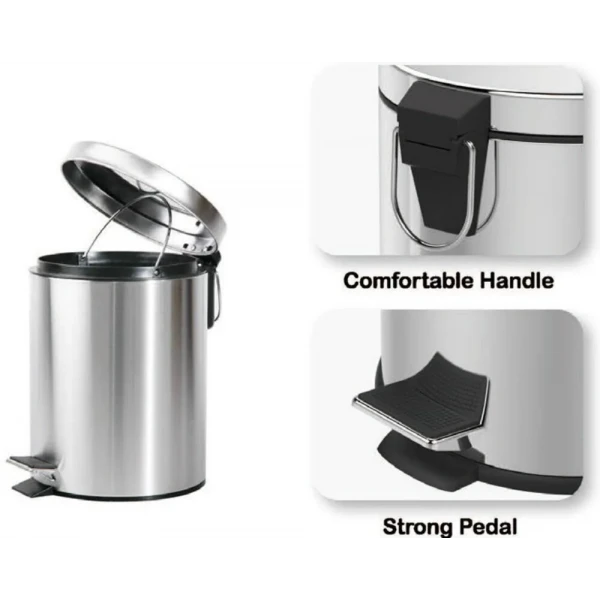 Мусорное ведро круглое Zerix Solo-TC0107 SS Color 7 л цвет нержавейка (ZX5899)