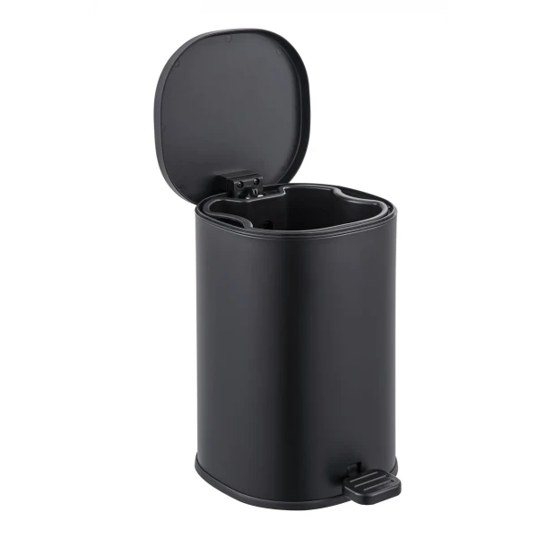 Відро для сміття з плавним закриттям овальне Zerix Prime-TC0105 Black 5л колір чорний (ZX5902)
