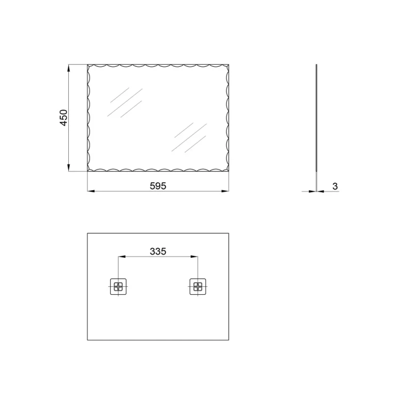 Дзеркало настінне Zerix KUBIX MRZ06-450x600 прямокутне з декором (ZX5948)