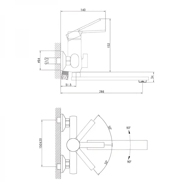 Змішувач для ванни Zerix LOR3-124 (ZX5975)