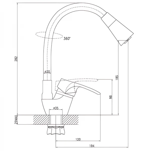 Смеситель для кухни с силиконовым изливом Zerix YUT 181 Reflector Black (цвет излива черный) (ZX5983)