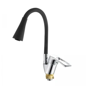 Смеситель для кухни с силиконовым изливом Zerix YUT 181 Reflector Black (цвет излива черный) (ZX5983)