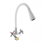 Змішувач для кухні з силіконовим виливом Zerix TLT 722 Reflector White (колір виливу білий) (ZX5991)