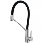 Змішувач для кухні з силіконовим виливом Zerix FUL-017 Refl.Black з нерж. сталі SUS304 (вил.чорний) (ZX5992)