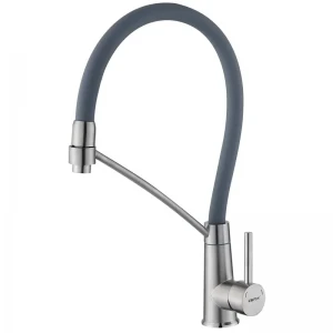 Змішувач для кухні з силіконовим виливом Zerix FUL-017 Refl.Gray з нерж. сталі SUS304 (вил.сірий) (ZX5993)