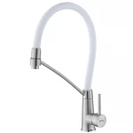 Смеситель для кухни с силиконовым изливом Zerix FUL-017 Refl.White из нерж. стали SUS304 (изл.белый) (ZX5994)