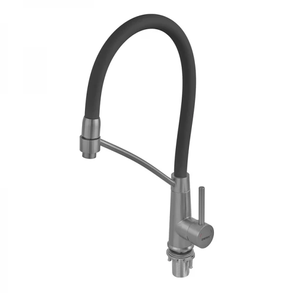 Змішувач для кухні ZERIX FUL-017 Graphite Refl.Black з нержавіючої сталі SUS304, графіт, з гнучким силіконовим виливом (ZX5995)