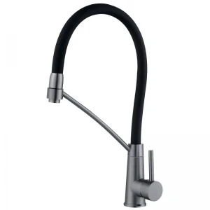 Смеситель для кухни с силиконовым изливом Zerix FUL-017 Graphite Refl.Black из нерж. стали SUS304 (цв.графит) (ZX5995)