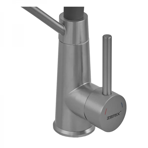 Змішувач для кухні ZERIX FUL-017 Graphite Refl.Black з нержавіючої сталі SUS304, графіт, з гнучким силіконовим виливом (ZX5995)