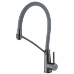 Смеситель для кухни с силиконовым изливом Zerix FUL-017 Graphite Refl.Gray из нерж. стали SUS304 (цв.графит) (ZX5996)