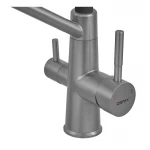 Змішувач для кухні ZERIX FUL-021 Graphite Refl.Black нержавіюча сталь SUS304 графіт з гнучким виливом та виходом для питної води (ZX5999)