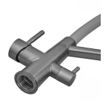 Змішувач для кухні Zerix FUL-021 Graphite Refl.Gray з нержавіючої сталі SUS304, з гнучким виливом та виходом для питної води (ZX6000)
