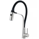 Змішувач для кухні з силіконовим виливом Zerix MAG-017 Refl.Black з нерж. сталі SUS304 (вил.чорний) (ZX6001)