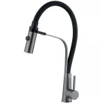 Смеситель для кухни с силиконовым изливом Zerix MAG-017 Graphite Refl.Black из нерж. стали SUS304 (изл.черный) (ZX6002)