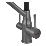 Змішувач для кухні ZERIX MAG-021 Graphite Refl.Black з нержавіючої сталі з гнучким виливом та підключенням до фільтра (ZX6005)