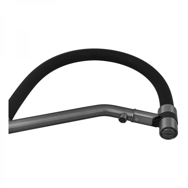 Змішувач для кухні ZERIX MAG-021 Graphite Refl.Black з нержавіючої сталі з гнучким виливом та підключенням до фільтра (ZX6005)