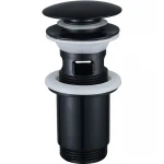 Донний клапан для раковини Zerix BV-01 BLACK 1 1/4'' з переливом автоматичний СLICK-СLACK (Колір чорний) (ZX6016)