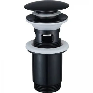 Донний клапан для раковини Zerix BV-01 BLACK 1 1/4'' з переливом автоматичний СLICK-СLACK (Колір чорний) (ZX6016)