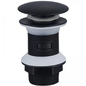 Донний клапан для раковини Zerix BV-02 BLACK 1 1/4''  без переливу автоматичний СLICK-СLACK (Колір чорний) (ZX6018)