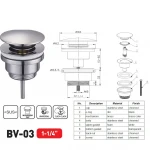 Донный клапан для раковины Zerix BV-03 1 1/4'' универсальный (с/без перл) СLICK-СLACK (Цвет хром) (ZX6019)