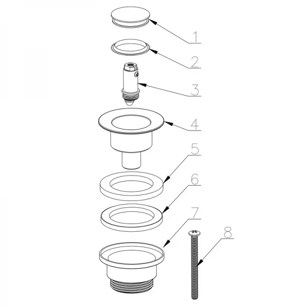 Донний клапан для раковини Zerix BV-04 1 1/4''  універсальний (з/без перел) СLICK-СLACK (Колір хром) (ZX6021)