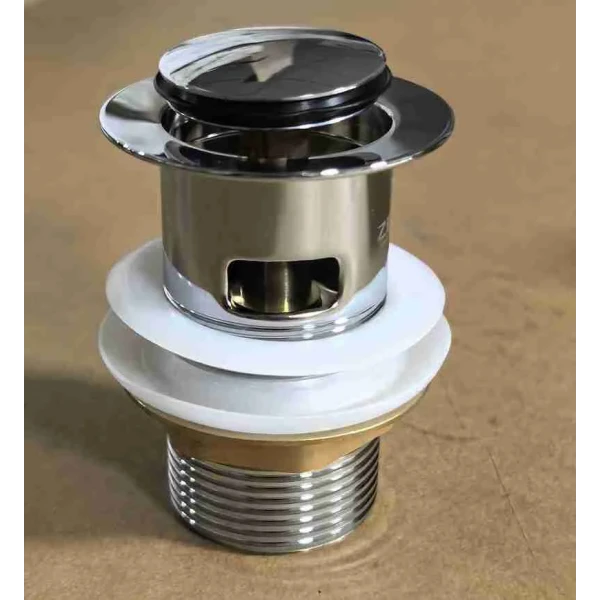 Донный клапан для раковины Zerix BV-05 1 1/4'' с переливом автоматический СLICK-СLACK (Цвет хром) (ZX6022)