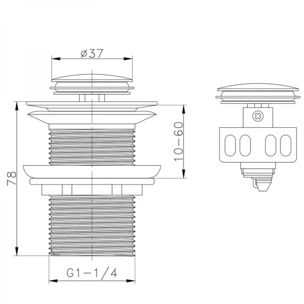 Донний клапан для раковини Zerix BV-06 1 1/4''  без переливу автоматичний СLICK-СLACK (Колір хром) (ZX6023)