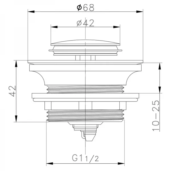 Донний клапан для ванни Zerix BV-07 1 1/2'' автоматичний СLICK-СLACK (Колір хром) (ZX6024)