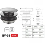 Донний клапан для ванни Zerix BV-08 1 1/2'' автоматичний СLICK-СLACK (Колір хром) (ZX6025)